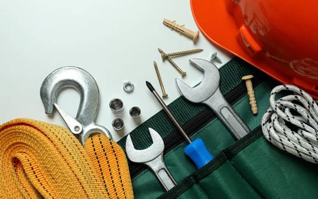 Organised professional tool roll used by the SoHo Home Multiservices general maintenance crew